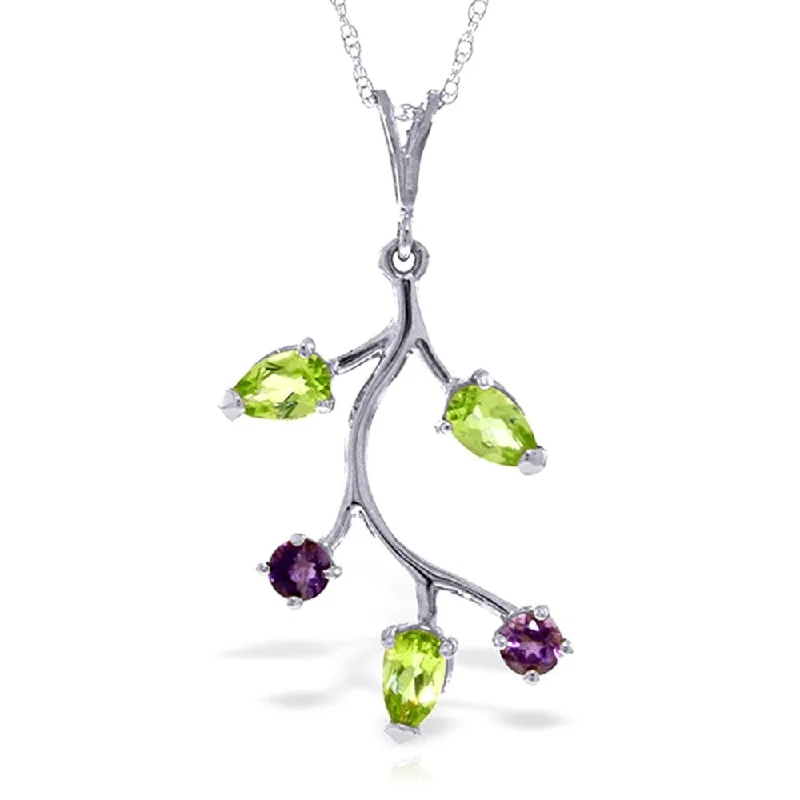 zodiac sign necklace for women -0.95 Carat 14K Solid White Gold Necklace Amethyst Peridot