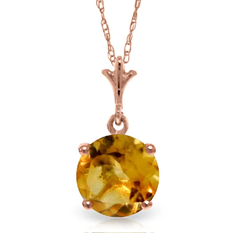 sapphire pendant necklace for women -1.15 Carat 14K Rose Gold Single Round Citrine Necklace