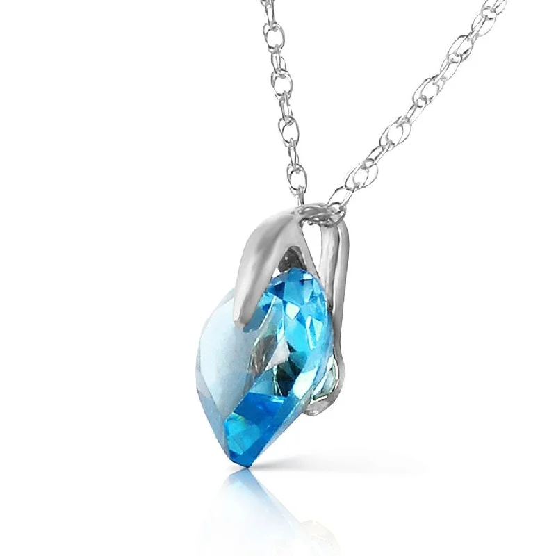 personalized handwriting necklace -1.15 Carat 14K Solid White Gold Hope Is Life Blue Topaz Necklace