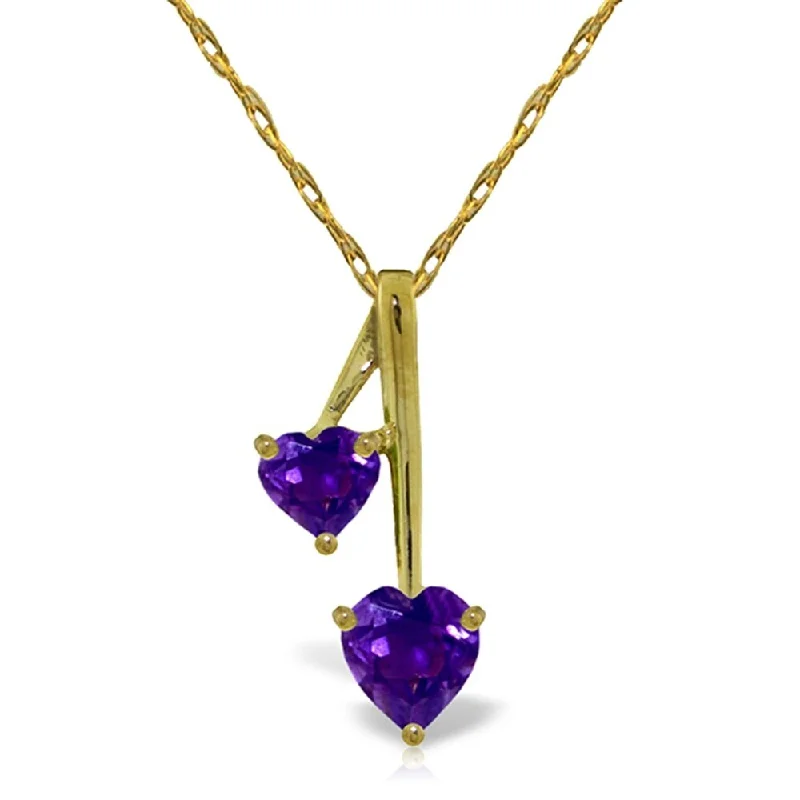 butterfly pendant necklace for girls -1.4 Carat 14K Gold Hearts Necklace Natural Purple Amethyst