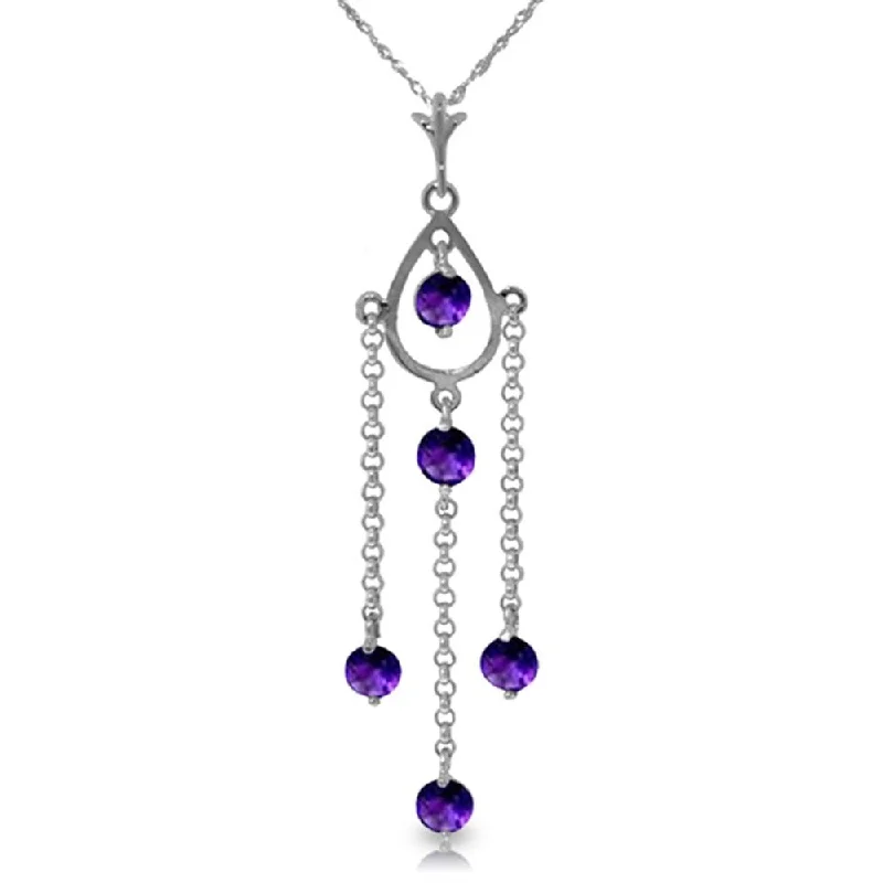 romantic heart necklace for girlfriend -1.5 CTW 14K Solid White Gold Rising Star Amethyst Necklace