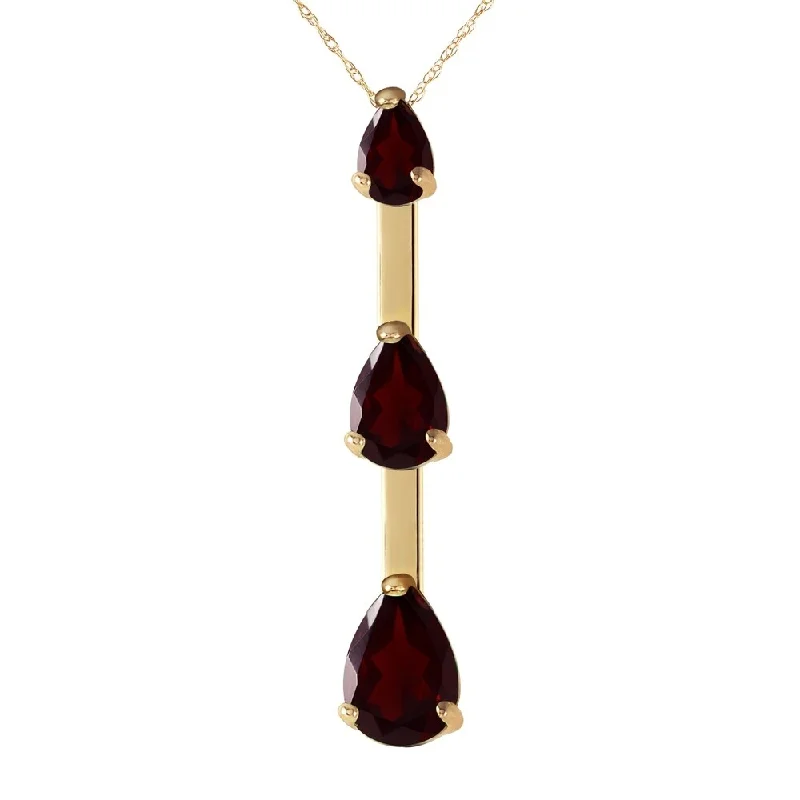 diamond pendant necklace for women -1.71 Carat 14K Gold Necklace Natural Garnet