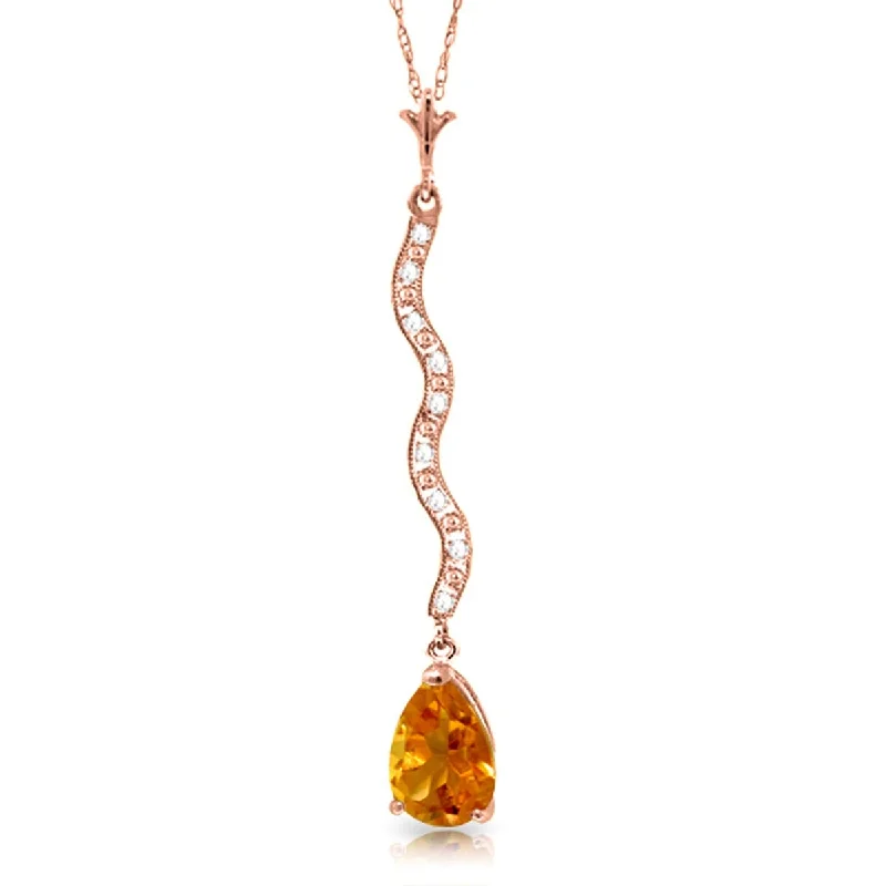 trendy gold choker necklace -1.79 Carat 14K Solid Gold Hastening Towards Citrine Diamond Necklace