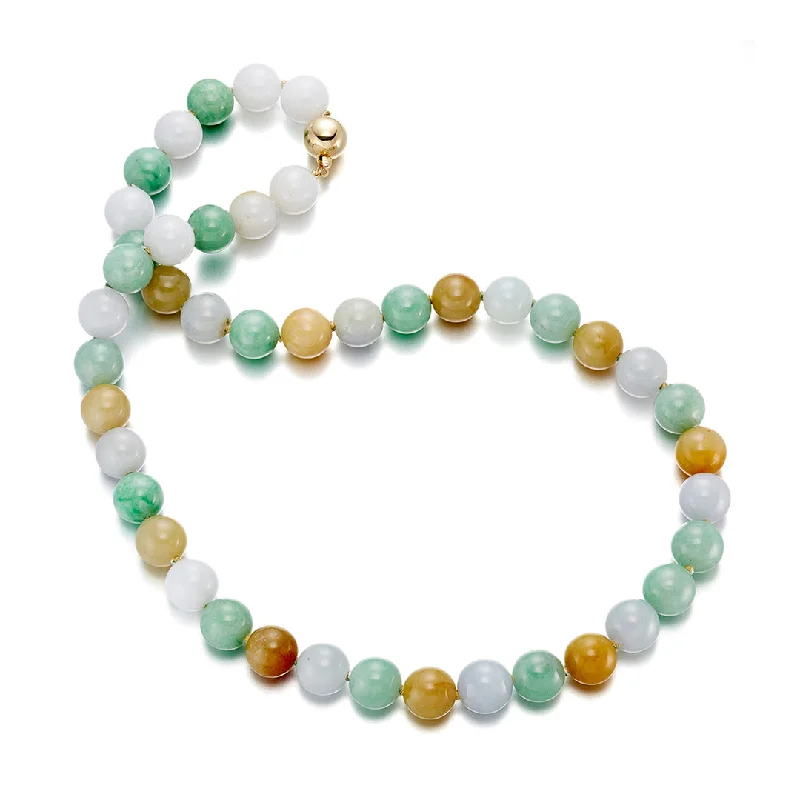 matching friendship necklaces -12.5-13.5mm Multi-Color Jade Bead Necklace