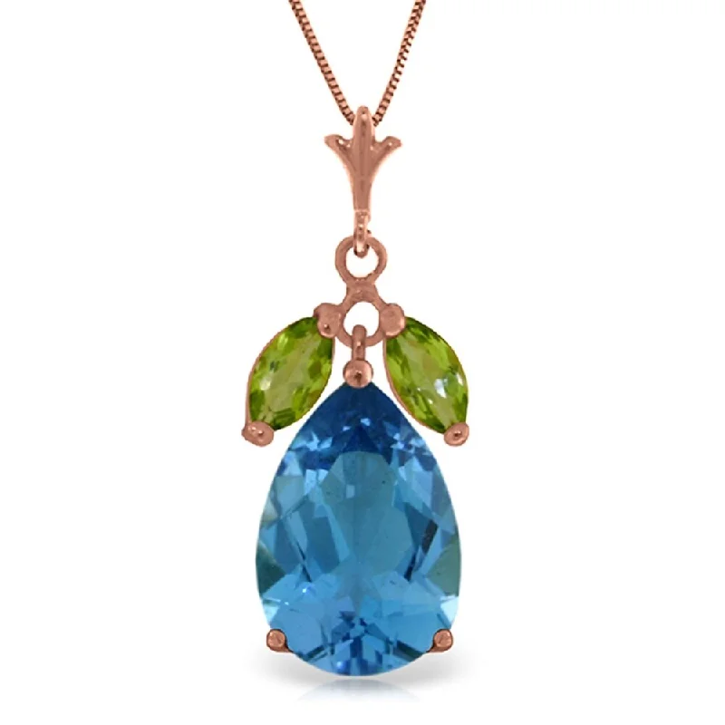 cubic zirconia necklace for women -14K Rose Gold Blue Topaz & Peridot Necklace Certified