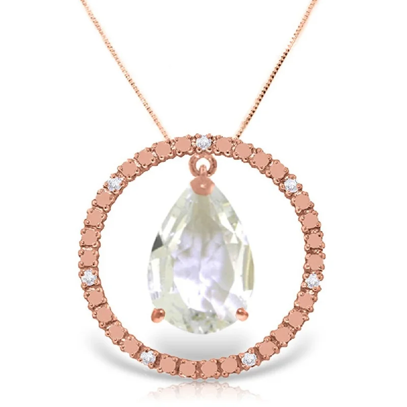 gold pendant necklace for women -14K Rose Gold Diamond & Rose Topaz Circle of Love Necklace