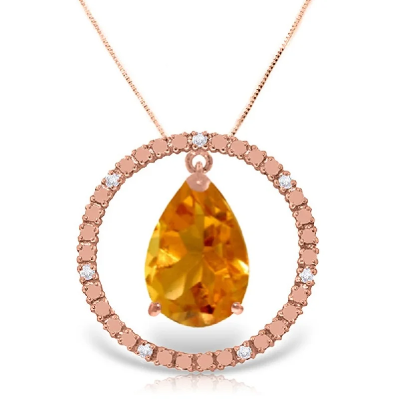 custom initial necklace for women -14K Rose Gold Diamonds & Citrine Circle of Love Necklace