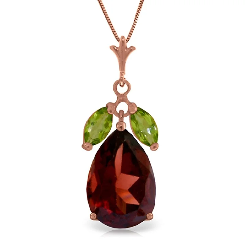 choker necklace for women -14K Rose Gold Necklace w/ Garnet & Peridots