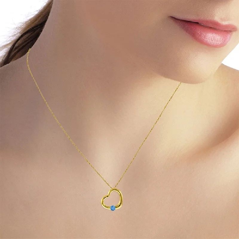 zodiac sign necklace for women -14K Solid Gold Heart Necklace with Natural Blue Topaz