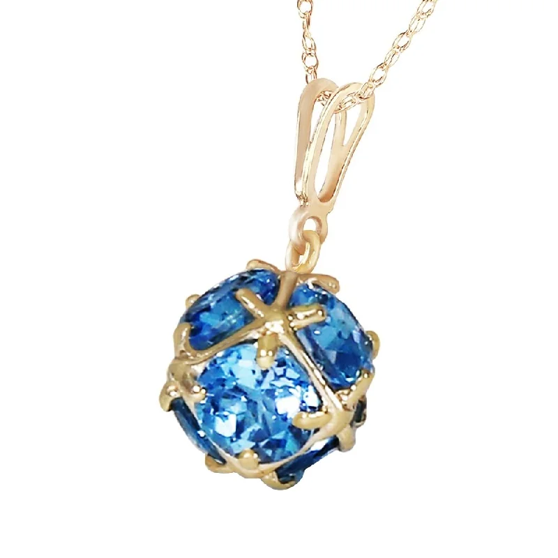 simple gold pendant necklace -14K Solid Gold Necklace with Natural Blue Topaz