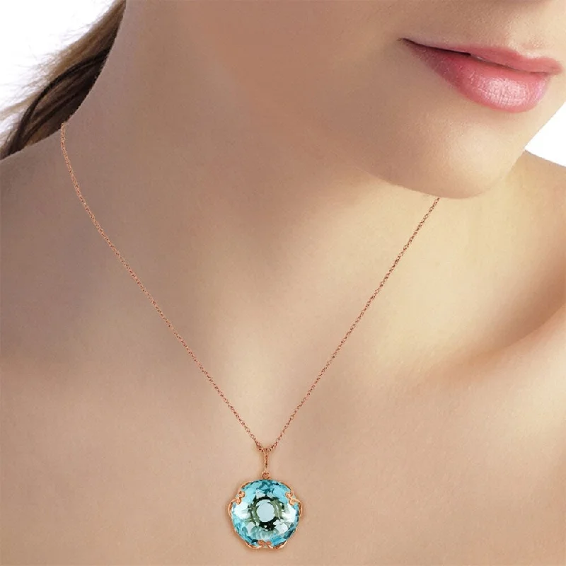 gold layered choker necklace -14K Solid Rose Gold Necklace with Checkerboard Cut Round Blue Topaz