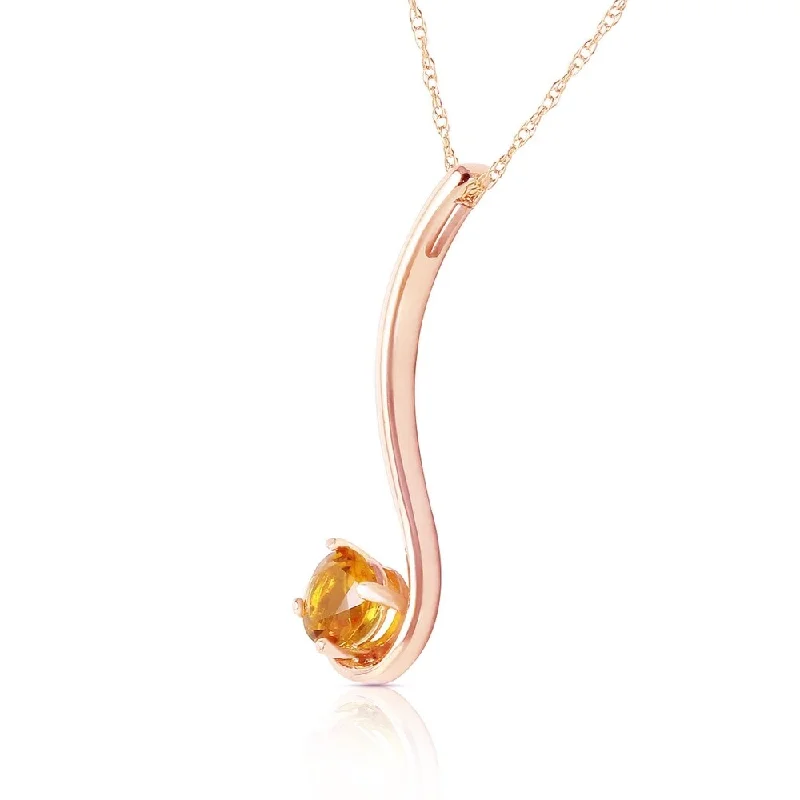 layered necklace set for women -14K Solid Rose Gold Necklace with Natural Citrine