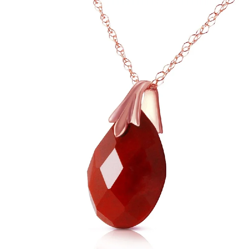 luxury diamond necklace for special occasions -14K Solid Rose Gold Necklace withNatural Diamondyed Ruby