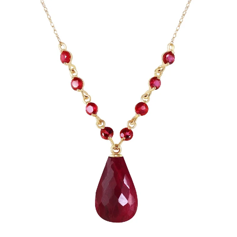 gold nameplate necklace for women -15.8 Carat 14K Solid Gold Everlasting Natural Ruby Briolette Necklace