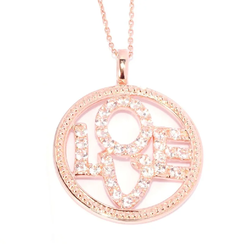 vintage gold necklace for women -18k Rose Gold over Sterling Silver Morganite 'Love' Medallion Pendant