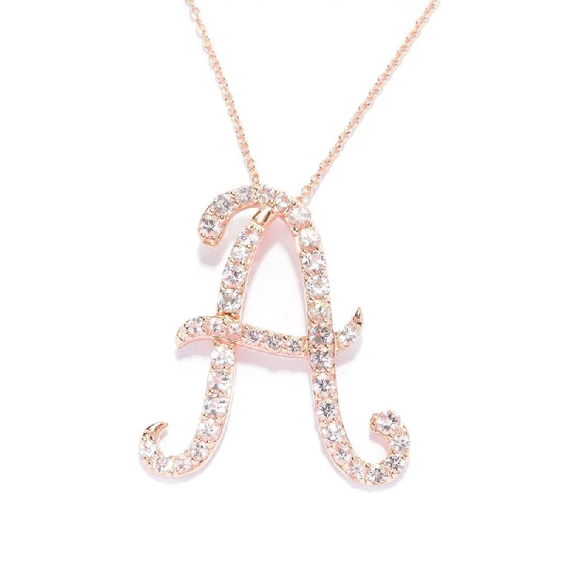 butterfly choker necklace for girls -18k Rose Gold over Sterling Silver Round Morganite Initial Necklace