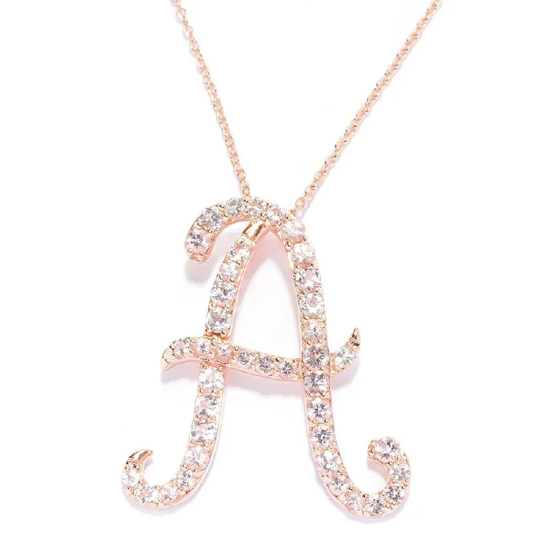 multi-strand necklace for women -18k Rose Goldplated Silver Morganite Initial Alphabet Necklace