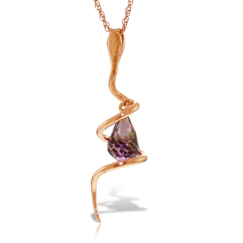 dainty cross necklace for women -2.28 Carat 14K Solid Gold Snake Necklace with Amethyst & Diamond