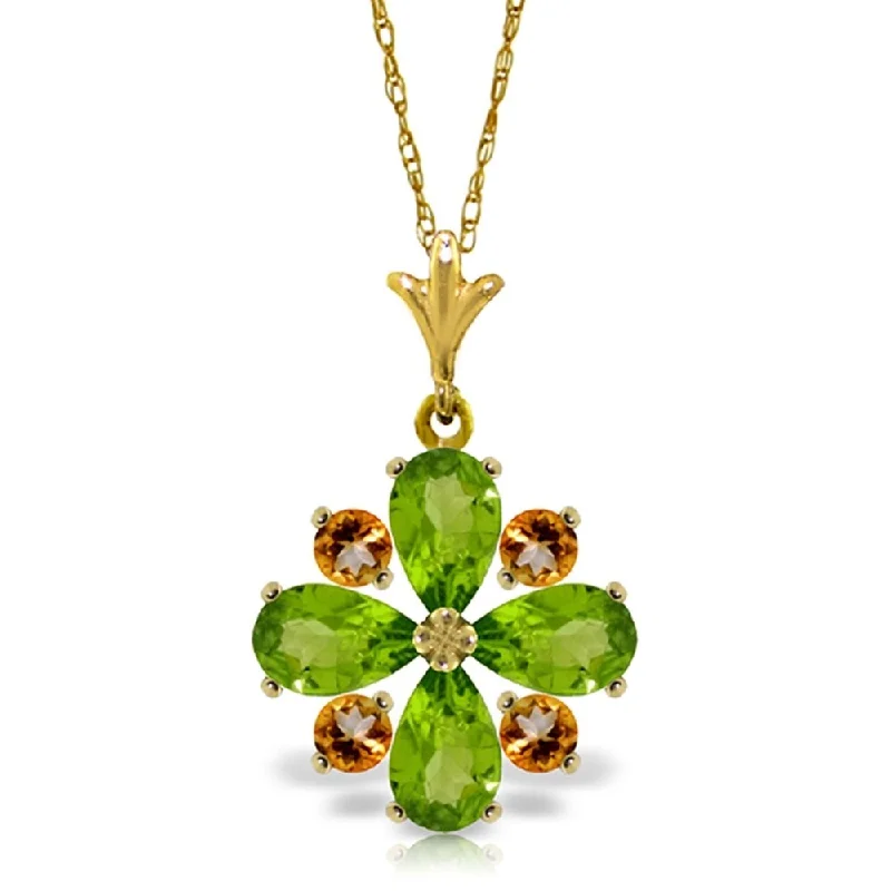 delicate gold chain necklace -2.43 Carat 14K Gold Amethyst of Love Peridot Citrine Necklace