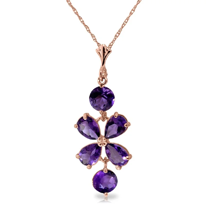 moonstone necklace for women -3.15 Carat 14K Rose Gold Petals Amethyst Necklace