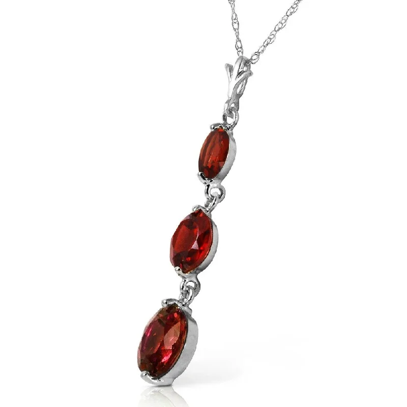 boho style necklace for women -3.6 Carat 14K Solid White Gold Seeing Believing Garnet Necklace