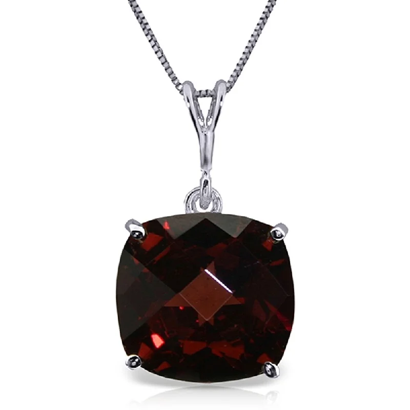 vintage gold necklace for women -4.5 Carat 14K White Gold Necklace Natural Checkerboard Cut Garnet