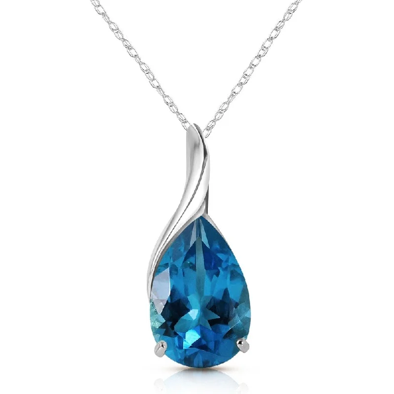 minimalist gold necklace for everyday wear -4.7 Carat 14K White Gold Life Is Eventful Blue Topaz Necklace