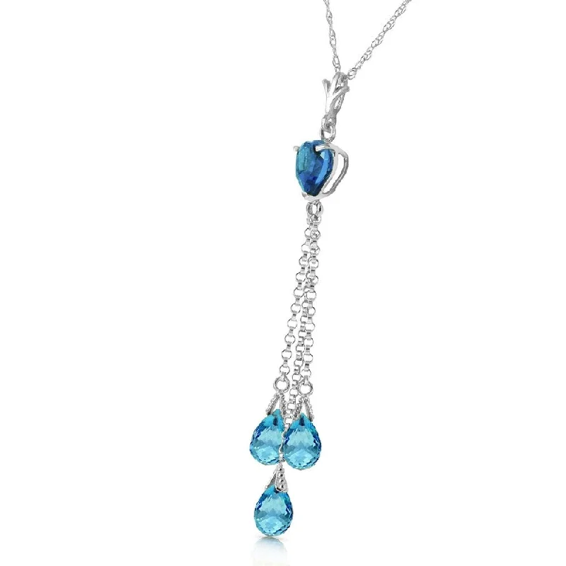 layered chain necklace for women -4.75 CTW 14K Solid White Gold The Wanderer Blue Topaz Necklace