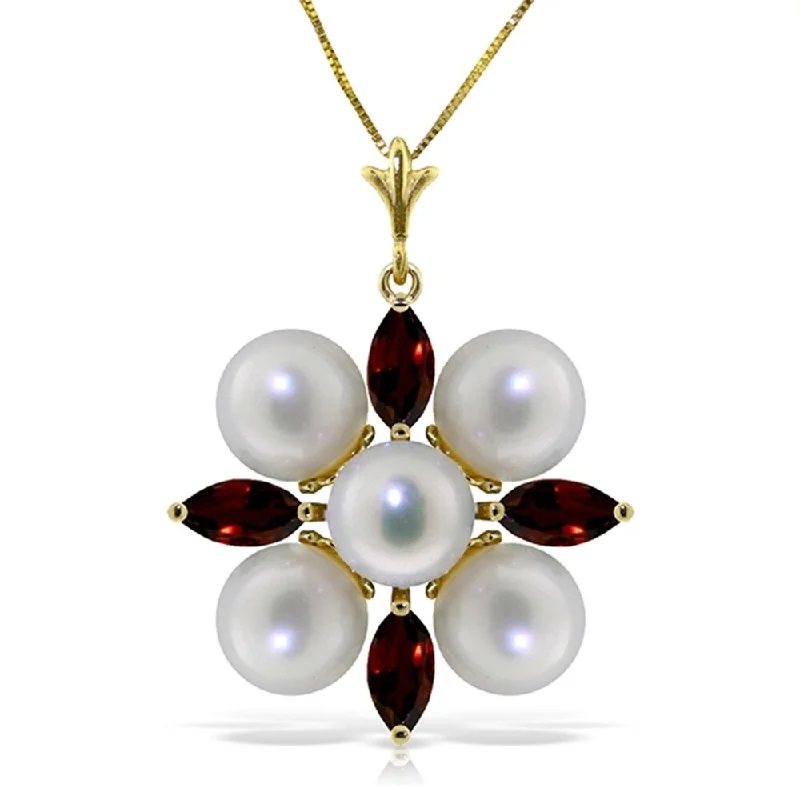 butterfly pendant necklace for girls -6.3 Carat 14K Solid Gold Explore The Senses Garnet pearl Necklace