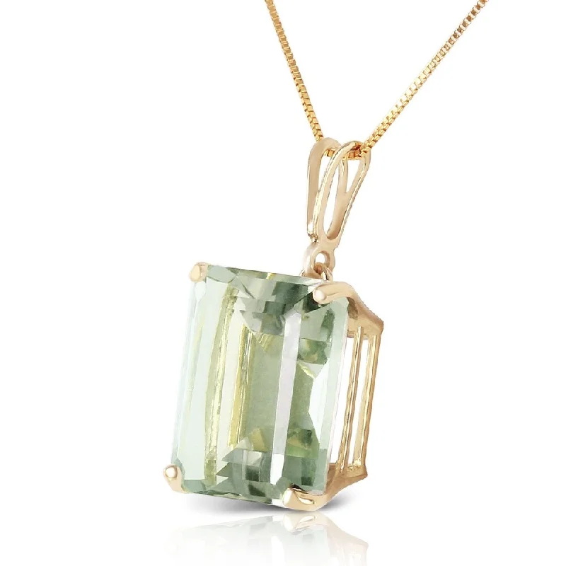 handmade gemstone necklace -6.5 CTW 14K Solid Gold Necklace Octagon Green Amethyst