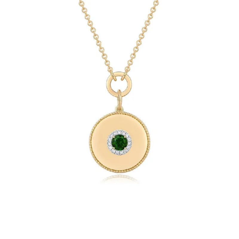 locket necklace for photos -BROOKLYN PERIDOT STONE DISC NECKLACE