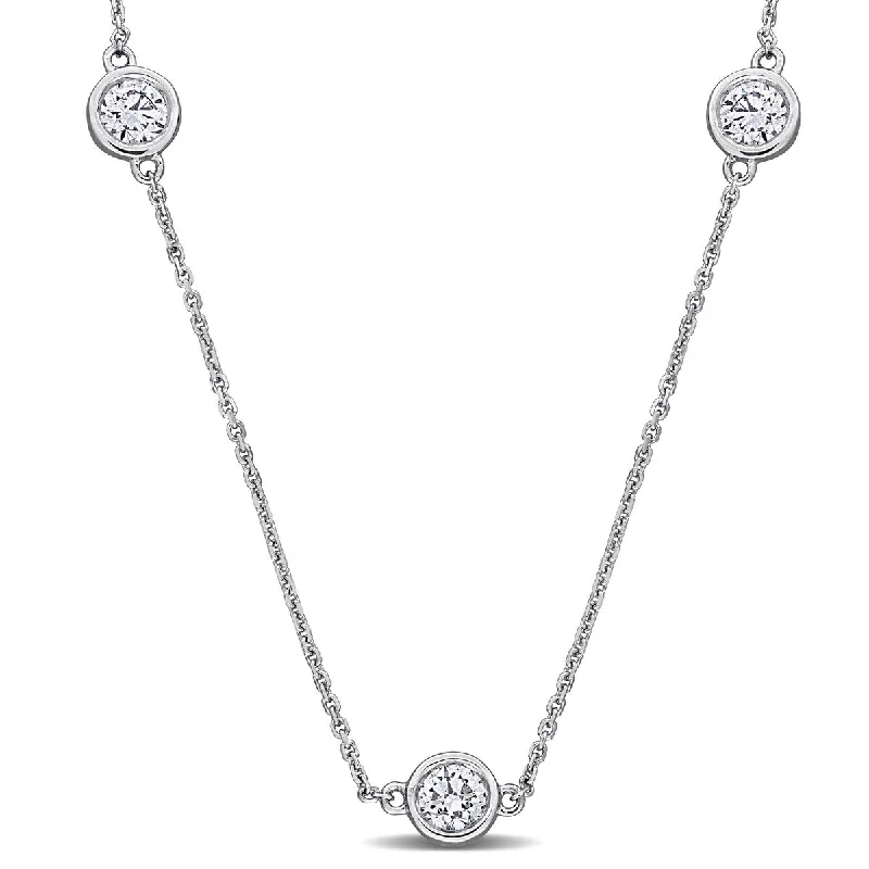 tree of life necklace for women -Created Forever 1 3/4ct TW Lab-Grown Diamond Station Necklace in 14k White Gold - 16+2in