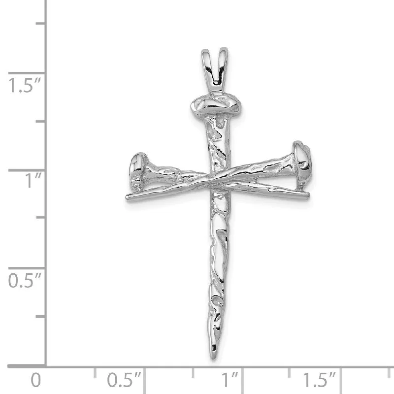 gold pendant necklace for women -Diamond2Deal 14K White Gold Nail Cross Charm Pendant