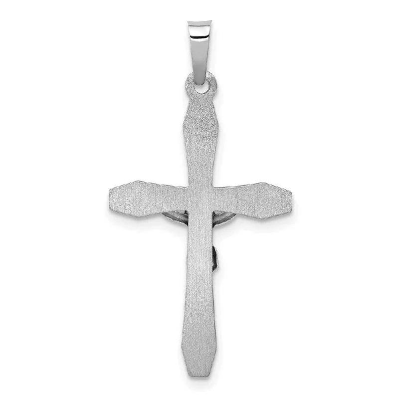 angel wing necklace for remembrance -Diamond2Deal 14K White Gold Polished INRI Crucifix Cross Pendant (L- 32 mm, W- 17 mm)