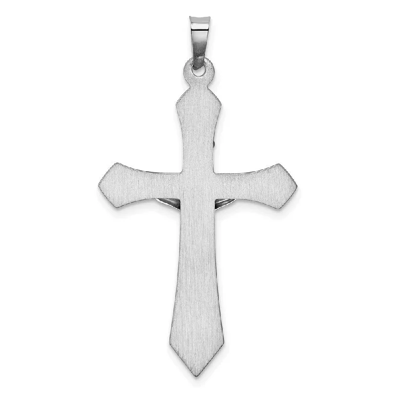 bar necklace for women -Diamond2Deal 14K White Gold Polished INRI Passion Crucifix Pendant (L- 39 mm, W- 22 mm)