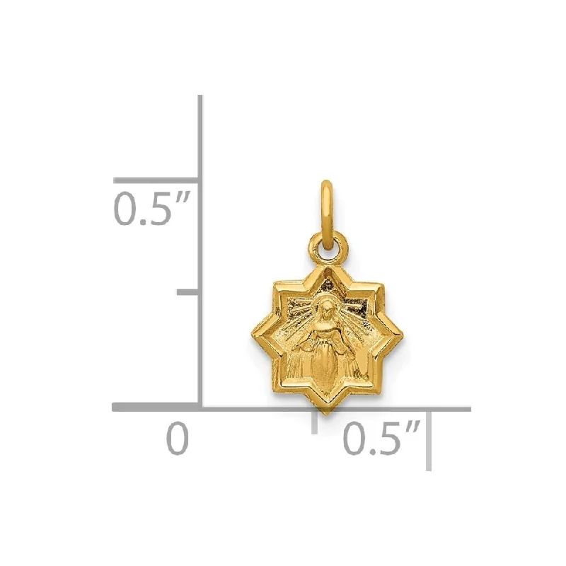 butterfly charm necklace for girls -Diamond2Deal 14K Yellow Gold Blessed Mary Pendant (L- 14 mm, W- 9 mm)