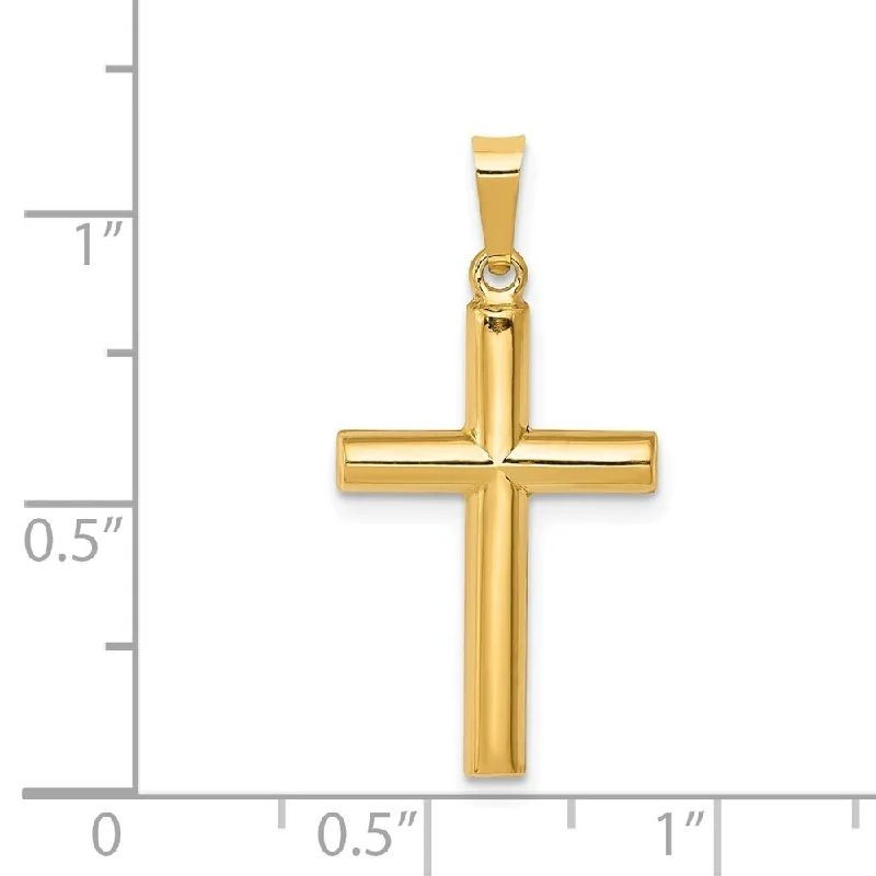 dainty gold necklace for layering -Diamond2Deal 14K Yellow Gold Hollow Cross Pendant (L- 25 mm, W- 13 mm)