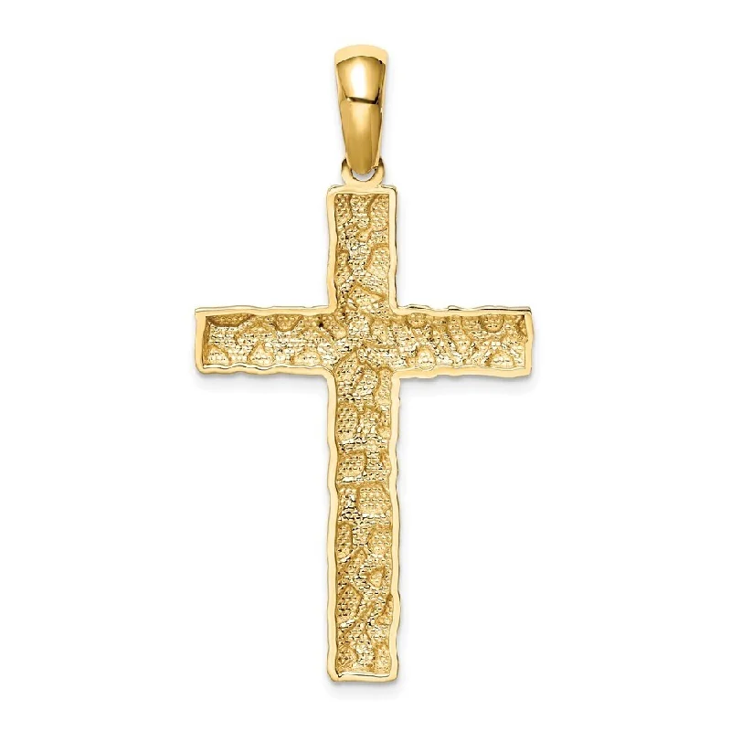 tiny heart necklace for daily wear -Diamond2Deal 14K Yellow Gold Nugget Cross Pendant (L- 45 mm, W- 24.2 mm)