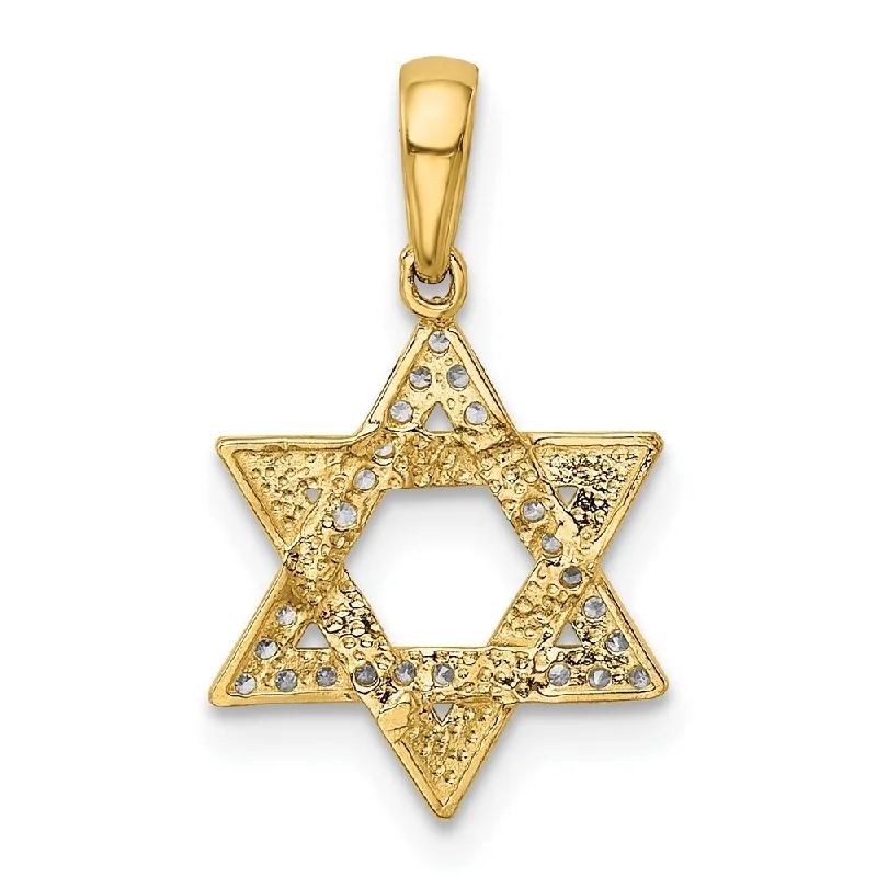 gemstone necklace for women -Diamond2Deal 14K Yellow Gold Polished CZ Star of David Pendant