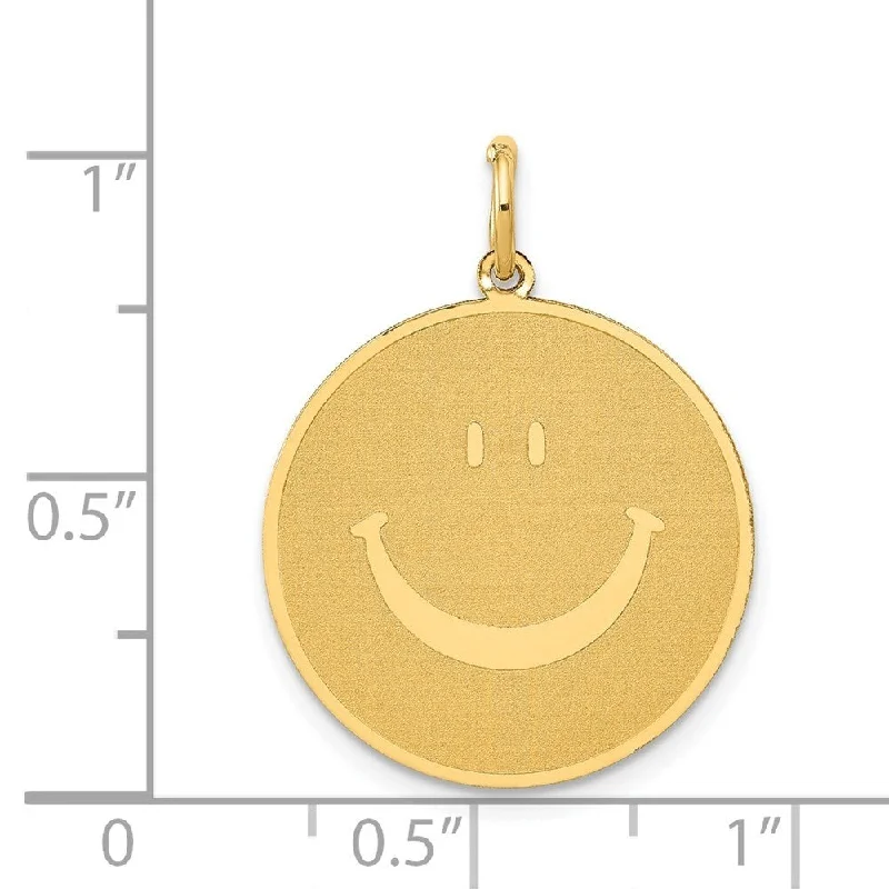 minimalist birthstone necklace -Diamond2Deal 14K Yellow Gold Polished Smiley Face Pendant (L- 25 mm, W- 20 mm)