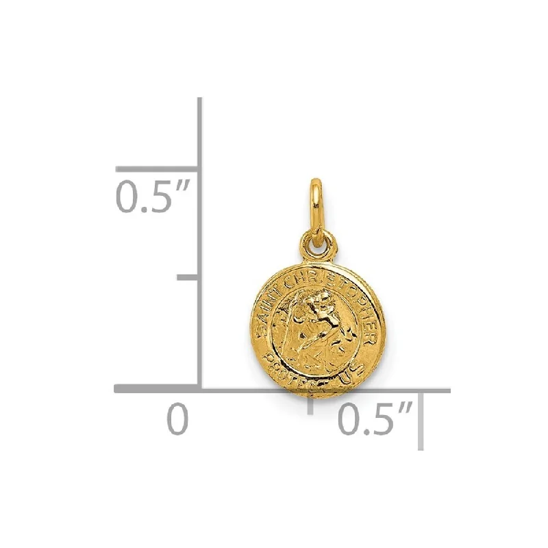 teardrop necklace for women -Diamond2Deal 14K Yellow Gold Saint Christopher Medal Pendant (L- 13.15 mm, W- 8 mm)