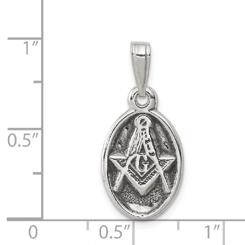 gold chain necklace for everyday wear -Diamond2Deal 925 Sterling Silver Antiqued Masonic Pendant (L- 20 mm, W- 12 mm)