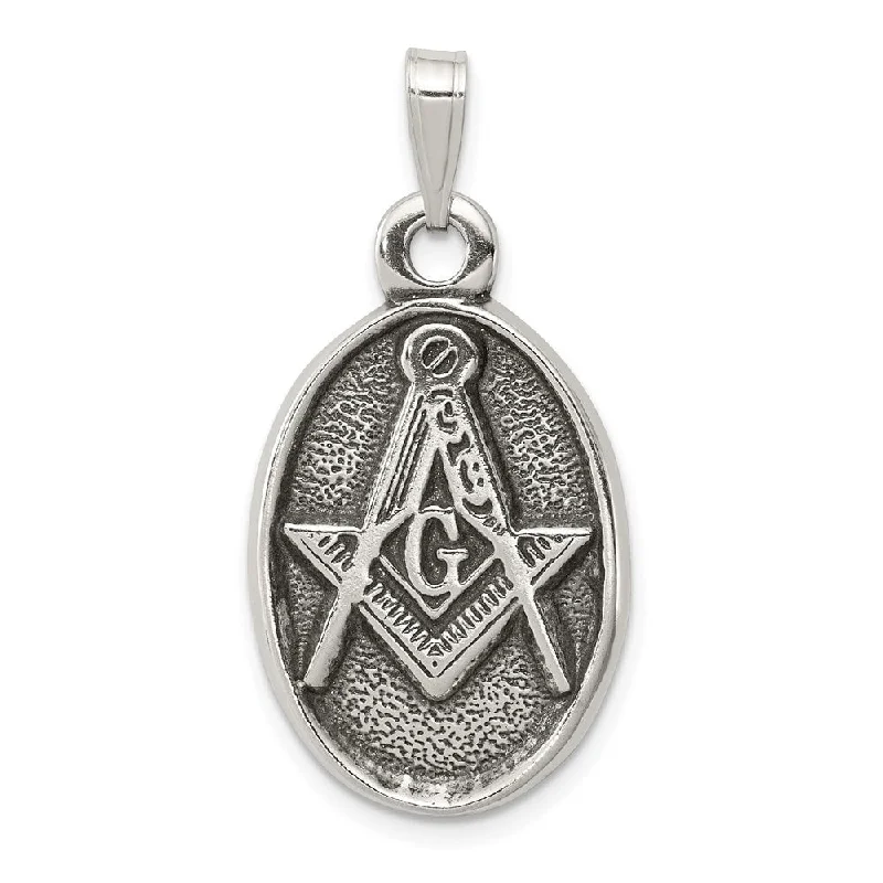 luxury diamond necklace for special occasions -Diamond2Deal 925 Sterling Silver Antiqued Masonic Pendant (L- 28 mm, W- 17 mm)