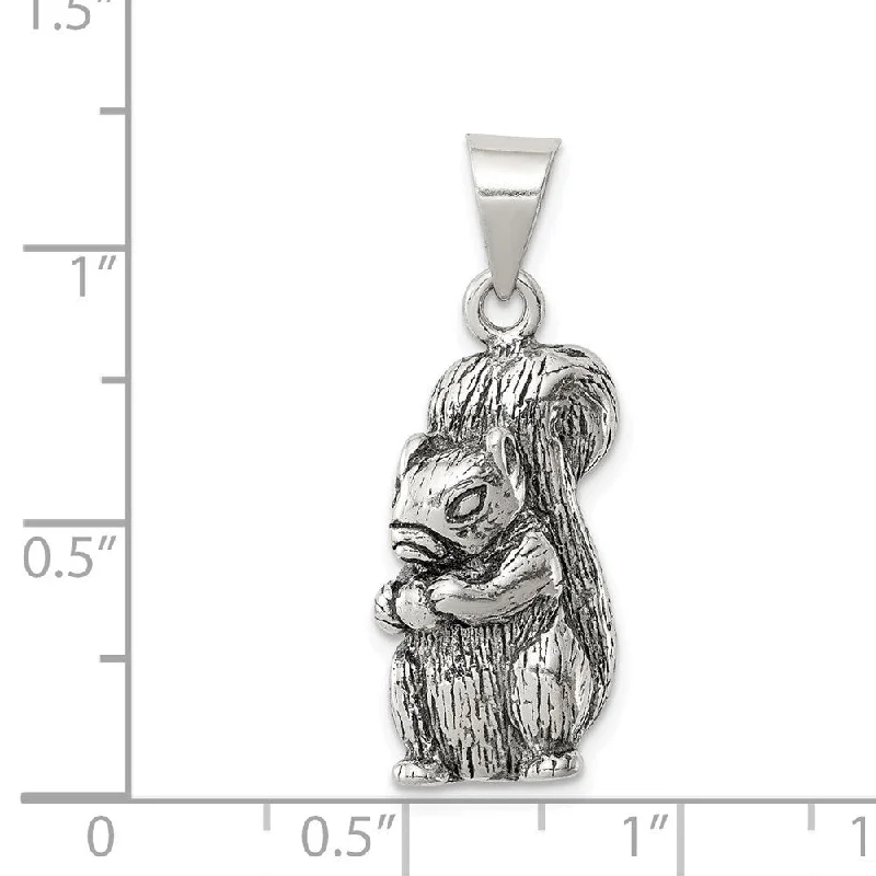 layered necklace set for women -Diamond2Deal 925 Sterling Silver Antiqued Squirrel Pendant (L- 24 mm, W- 10 mm)