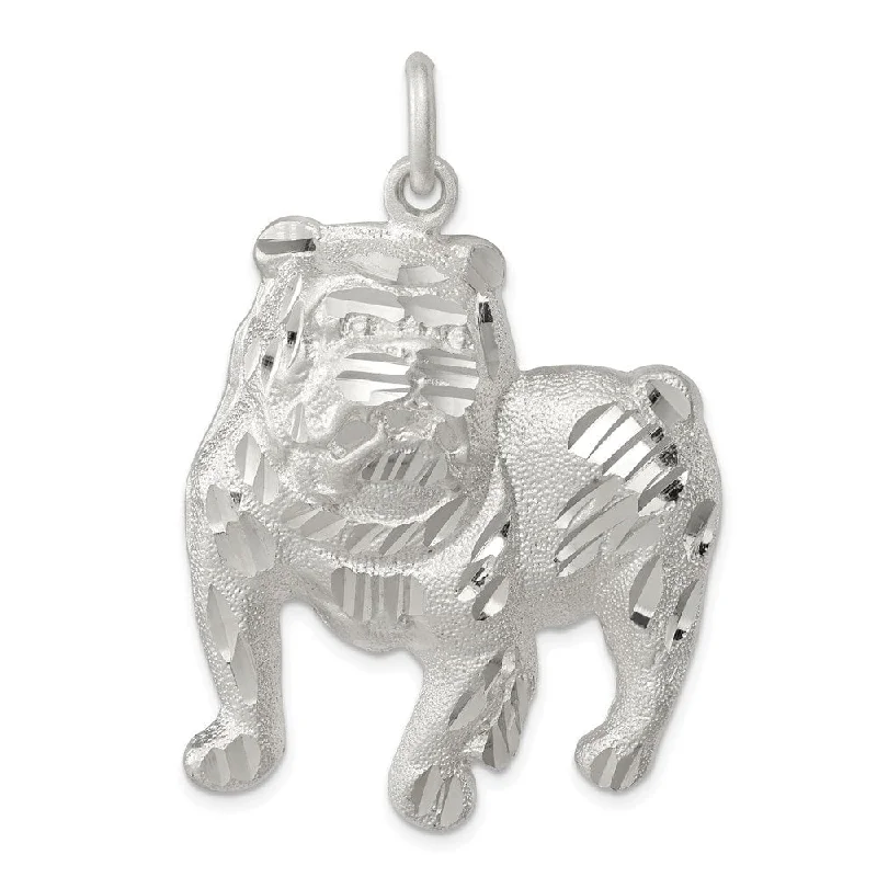 vintage pendant necklace for women -Diamond2Deal 925 Sterling Silver Bull Dog Pendant