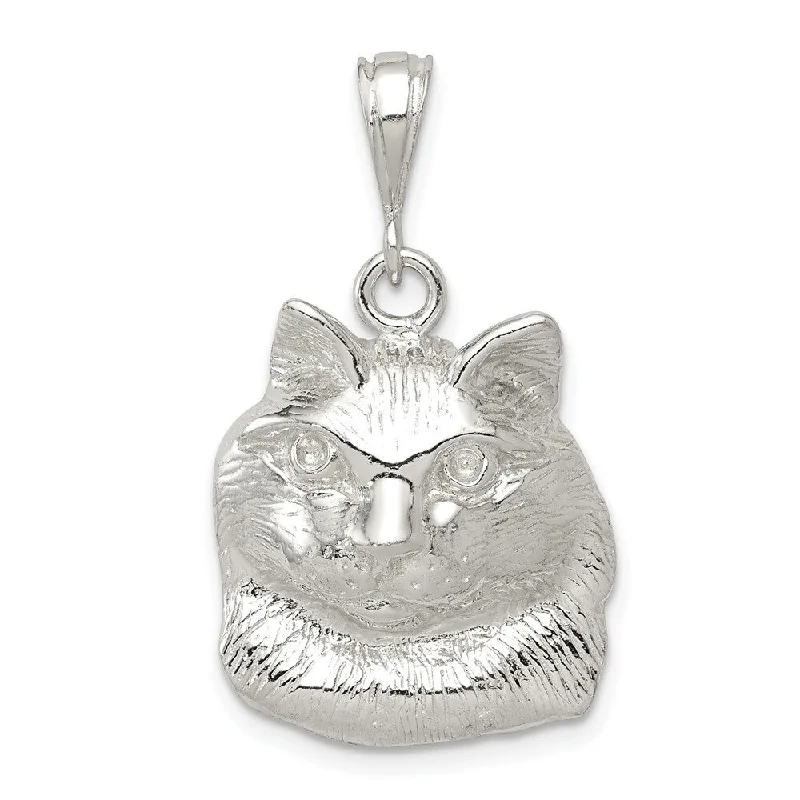 personalized photo necklace for keepsakes -Diamond2Deal 925 Sterling Silver Cat Pendant (L- 22 mm, W- 19 mm)