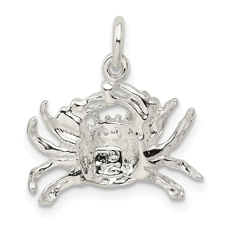 geometric pendant necklace for women -Diamond2Deal 925 Sterling Silver Crab Pendant (L- 17 mm, W- 22 mm)