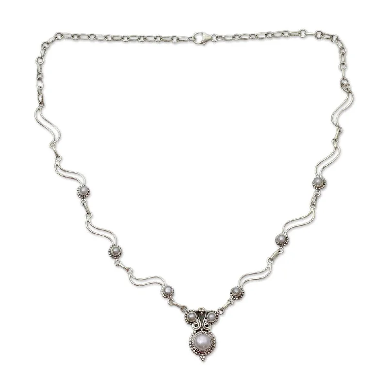 luxury diamond necklace for special occasions -Handmade Angel Love Sterling Silver Pearl Necklace (India)