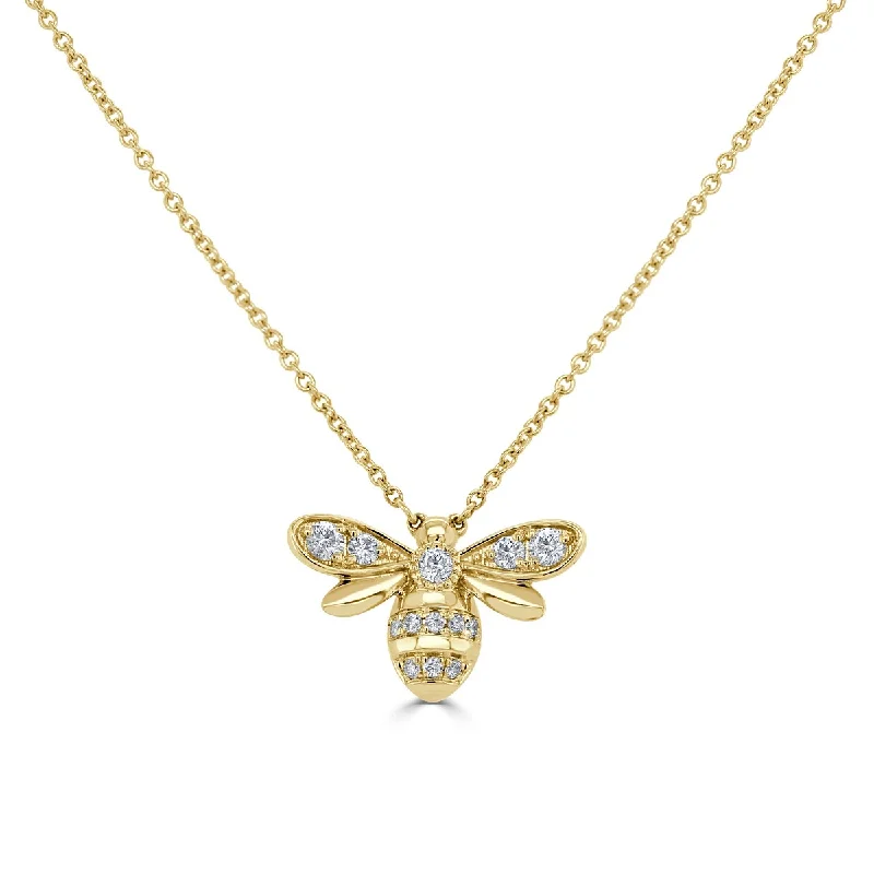 birthstone necklace for moms -Joelle Diamond Bumble Bee Necklace 14K Gold 0.20ct