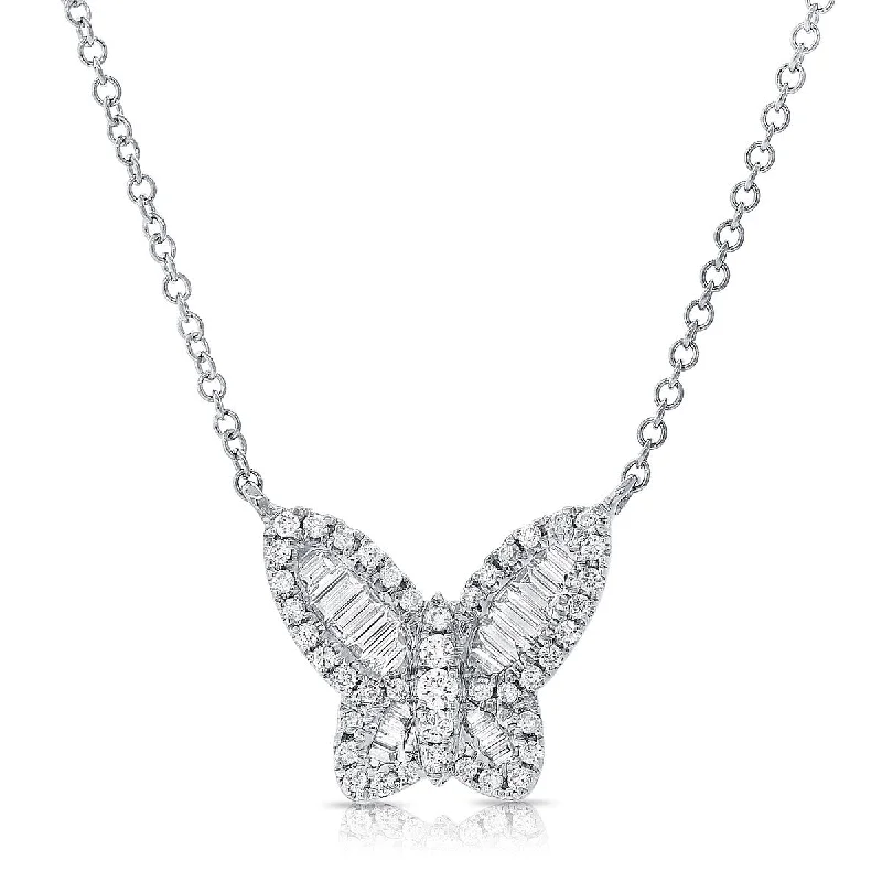 classic pearl necklace for formal events -Joelle Diamond Butterfly Necklace 14K Gold 0.40ct